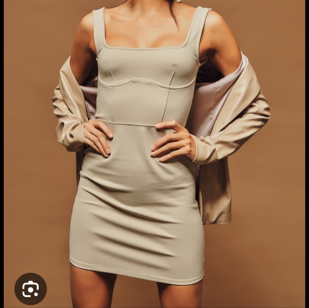 TW Steel Tan Sleeveless Sheath Mini Dress
